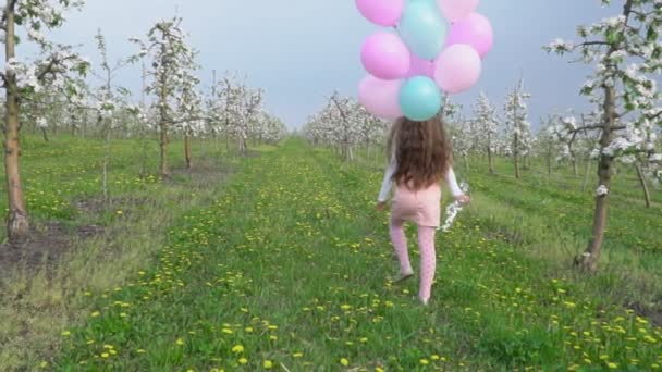 Meisje met ballonnen — Stockvideo