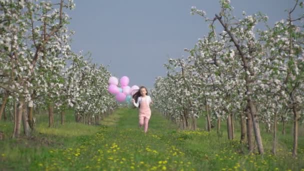 Маленька дівчинка з повітряними кулями — стокове відео