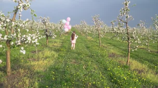 Bambina con palloncini — Video Stock