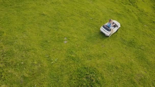 Das kleine Mädchen fährt Auto — Stockvideo