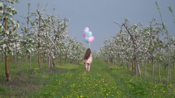 Meisje met ballonnen — Stockvideo