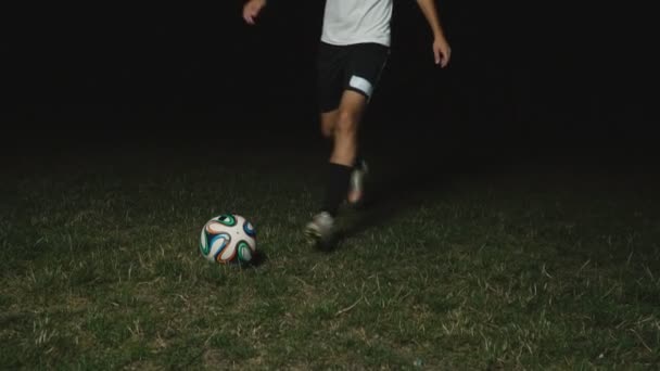 Fouká na míč na fotbalovém hřišti — Stock video