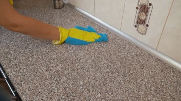 Woman cleaning in the kitchen — Stock Video