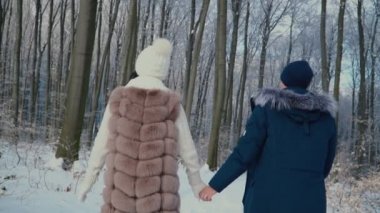 Kış ormanın içinde yürümek çift