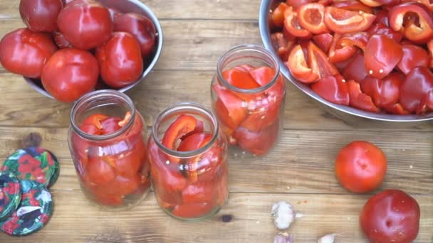 Preparación Para Hacer Primer Plano Pimiento Rojo — Vídeos de Stock