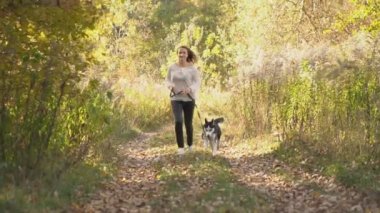 bir köpek ırkı Husky kızla