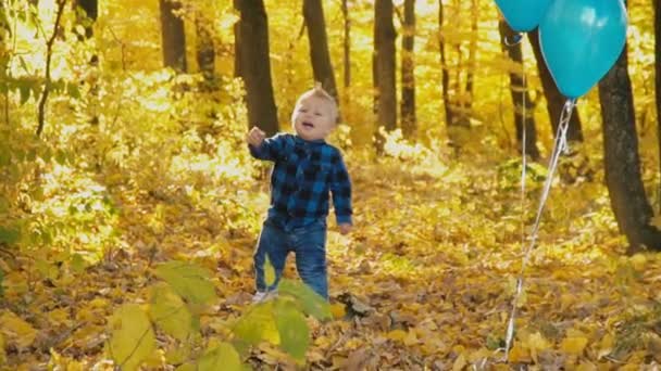 petit garçon dans la forêt d'automne