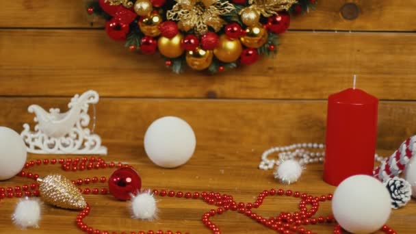 Christmas wreath closeup — Stock Video