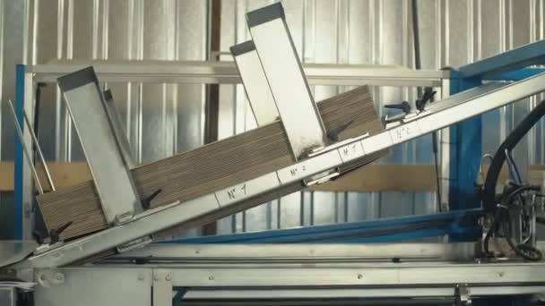 Transfert de carton à la machine pour la production de boîtes en carton — Video