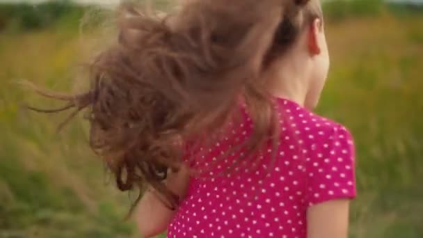 Verwöhnt ein kleines Mädchen mit langen Haaren — Stockvideo
