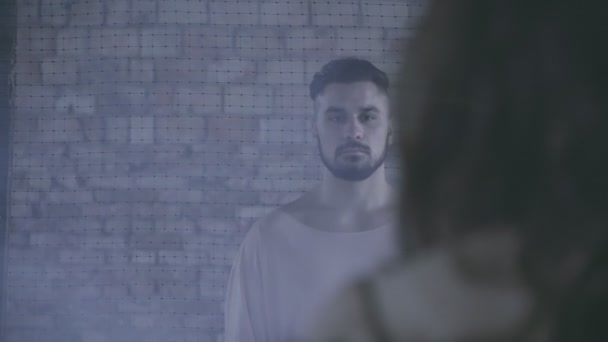 Volto di un uomo con la barba — Video Stock