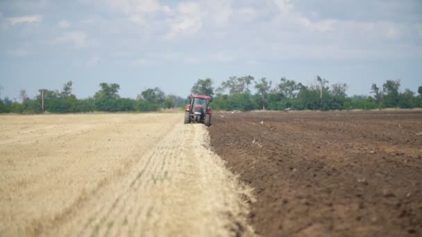 Trator arado um campo — Vídeo de Stock