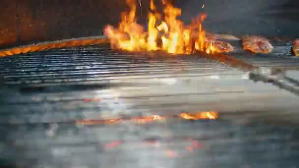 Ребро смажене на вогнищі — стокове відео