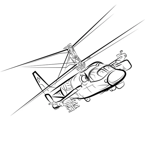 Helicóptero Militar Ruso Dibujo Vector Ilustración — Vector de stock