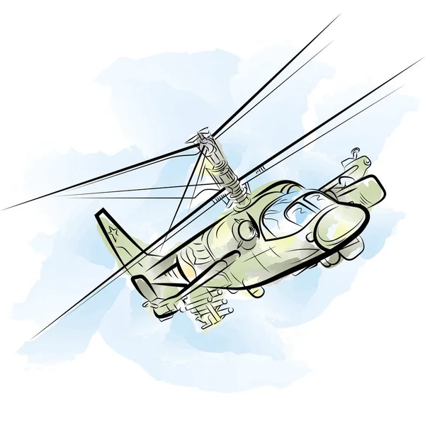 Helicóptero Militar Ruso Dibujo Vector Ilustración — Vector de stock