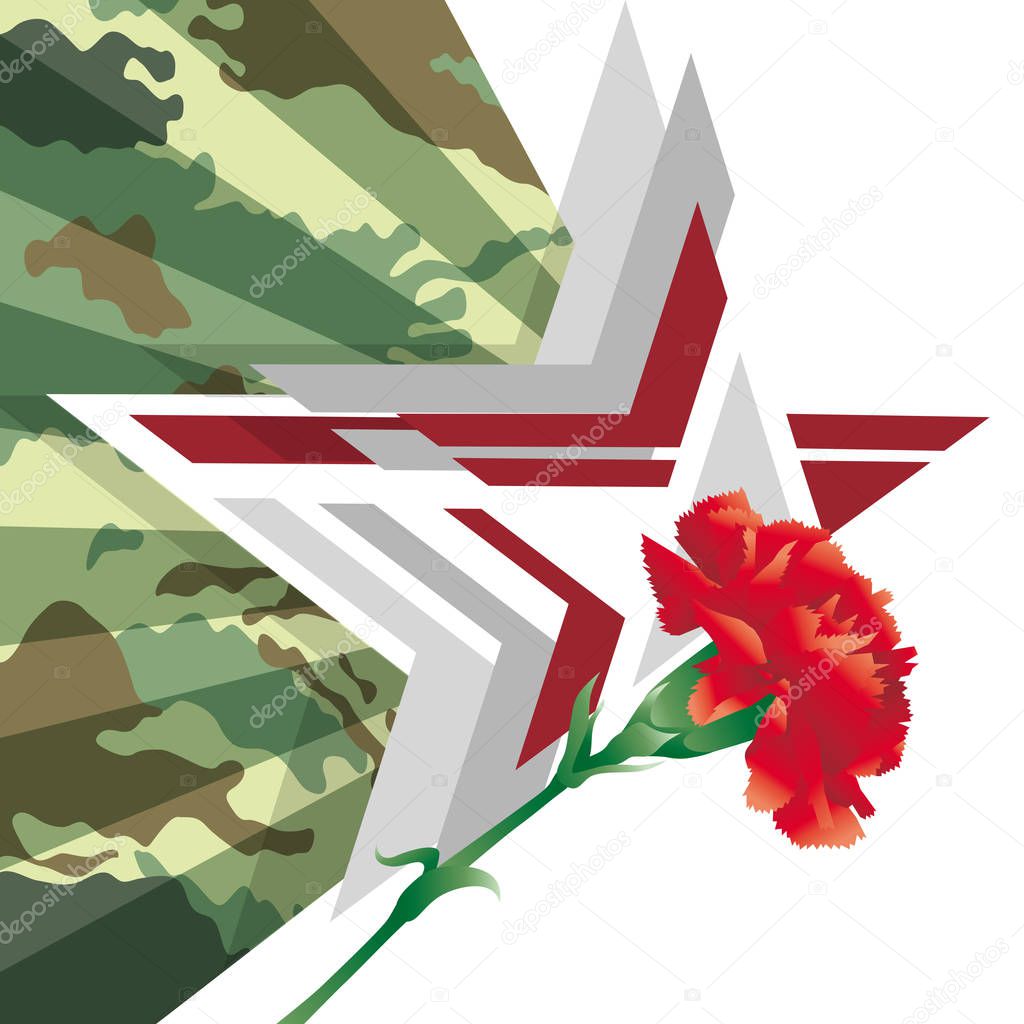 February 23 camouflage card temlate vector image