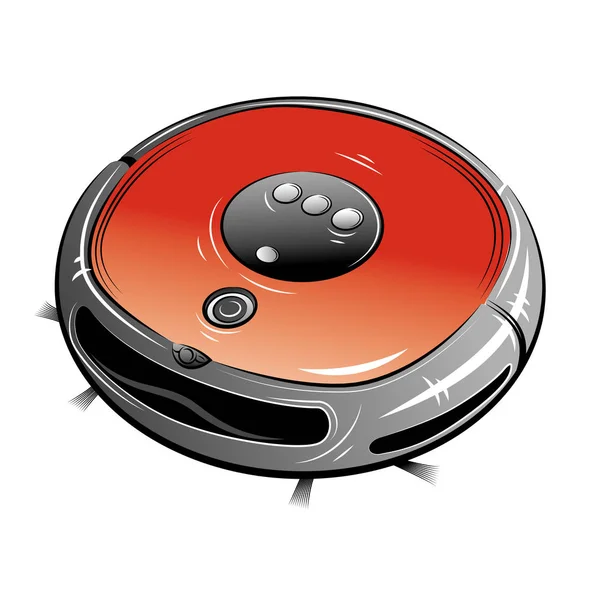 Drawing of the red robotic vacuum cleaner Stock Illustration