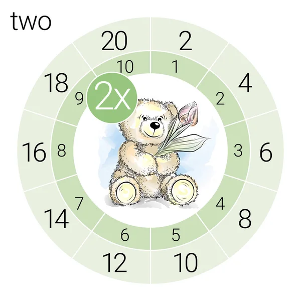 Matte Multiplikation Cirkel Med Nalle Vektor Illustration — Stock vektor