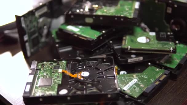 Hard disk drive. Disassembled HDD 4K — Stock Video