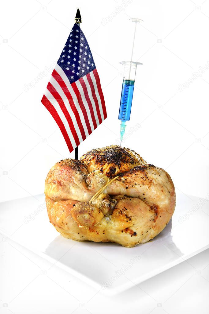 Concept image for US food export problems as chemicals and additives added to farm produce breach international food standards which restricts trade and angers the Trump White House.