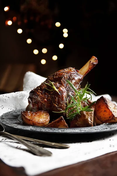 Traditionally Cooked Leg Lamb Also Termed Lamb Shank Together Slow — Stock Photo, Image