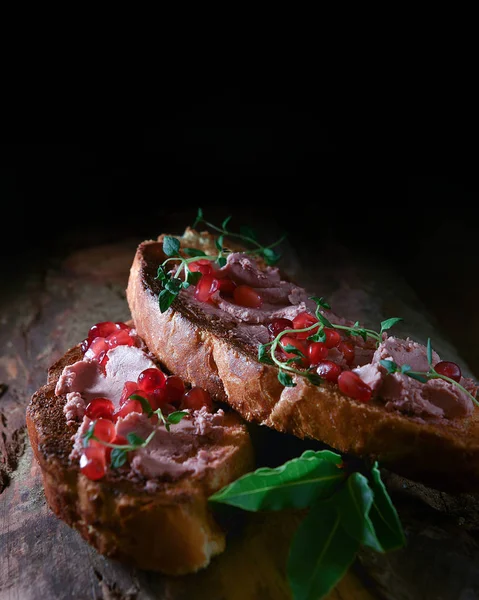 Lavishly Spread Fresh Brussels Pate Toasted Organic White Bread Slices — Stock Photo, Image