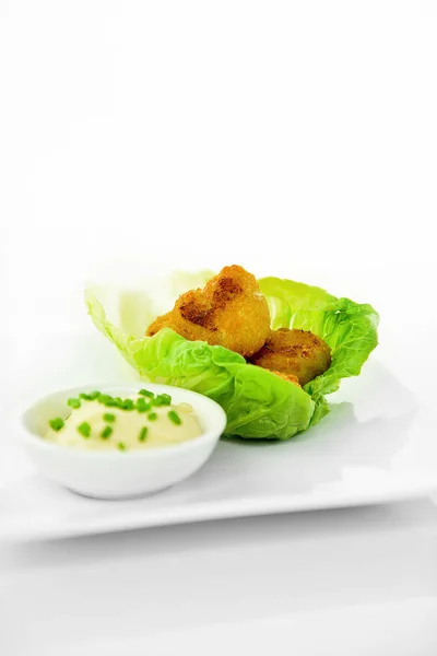 Wholetail Scampi and Lettuce 2 — Stock Photo, Image