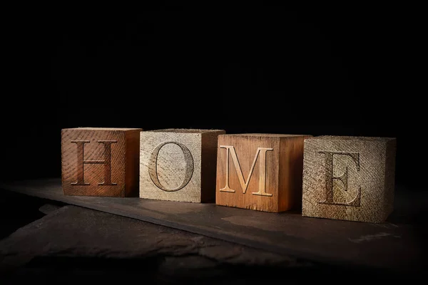 Konzeptbild Für Home Arbeiten Von Hause Aus Dunkle Eiche Gebeizt — Stockfoto