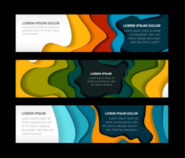 Yatay Banner Şablonlar / soyut renkli kağıt arka plan kesmek ayarla