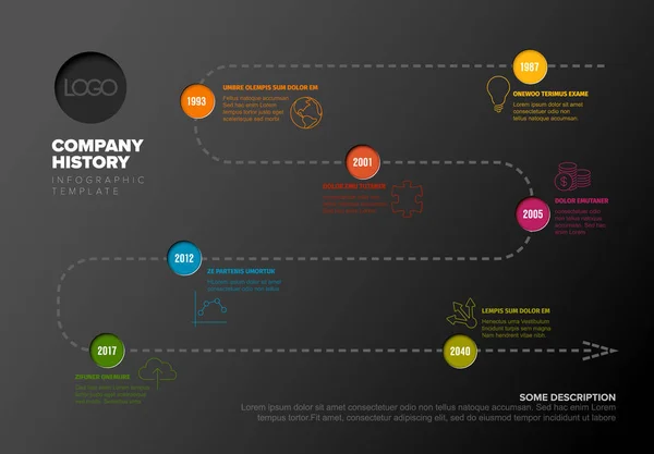 Modelo Relatório Linha Tempo Infográfico Vetorial Com Ícones Conteúdo Simples — Vetor de Stock