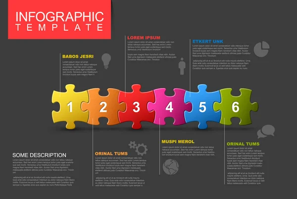 Векторная Головоломка Infographic Report Template Made Colorful Jigsaw Pieces Icons — стоковый вектор