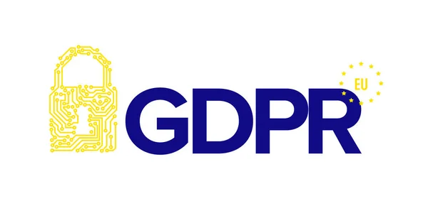 Evropská Gdpr Koncept Leták Šablona Ilustrace Digitální Zámek Hvězdy — Stockový vektor