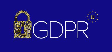 Avrupa Gdpr kavramı el ilanı şablonu illüstrasyon - koyu mavi sürüm