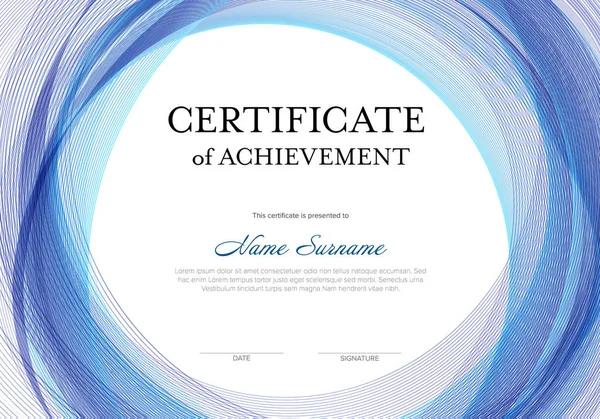 Modern Certificate Achievement Template Place Your Content Lines Background Blue — Stock Vector