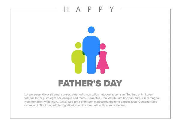 Vector Happy Father Day Card Template Minimalist Famili Icon — Stock Vector