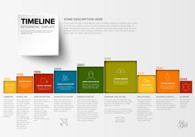 Vektör Minimalist renkli zaman çizelgesi Infographic şablonu ile kare blok
