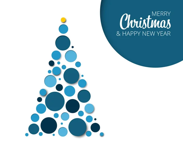 Modello Carta Albero Natale Vettoriale Absract Fatta Cerchi Blu — Vettoriale Stock