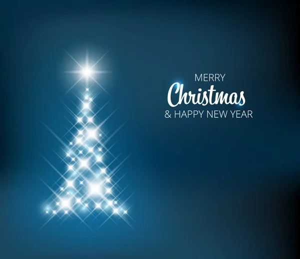 Modèle Carte Noël Avec Arbre Noël Fait Lumière Étincelles — Image vectorielle