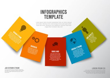 Vektör Minimalist renkli Infographic şablon dikdörtgen kartları ile