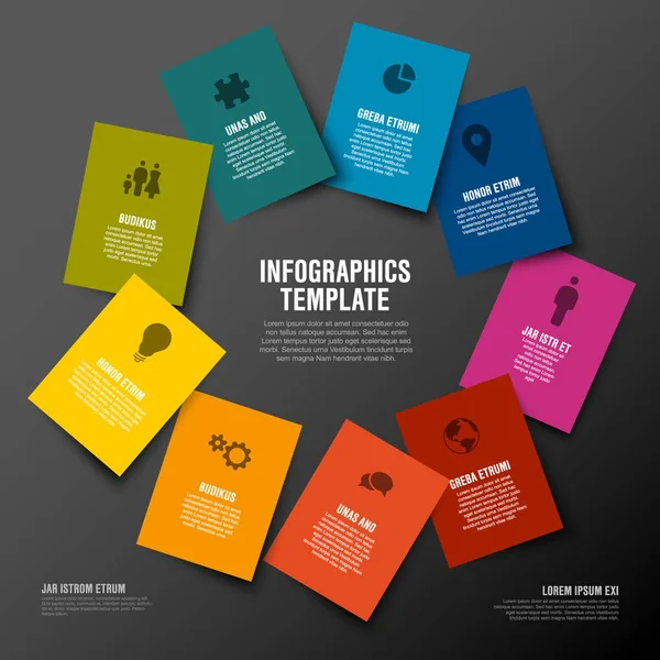 Vector Multipurpose Colorful Infographic Template Rectangle Cards — Stock Vector