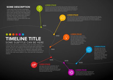 kabarcıkları ile koyu renkli vektör Infographic zaman çizelgesi raporu şablonu