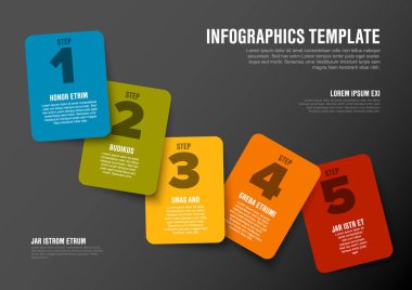 Bir iki üç dört beş - vektör ilerleme adımları şablonu açıklamaları ile - karanlık sürümü