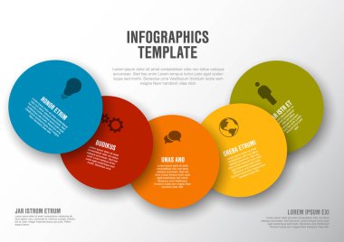 Daire kartları - light sürümü vektör Minimalist renkli Infographic şablonu