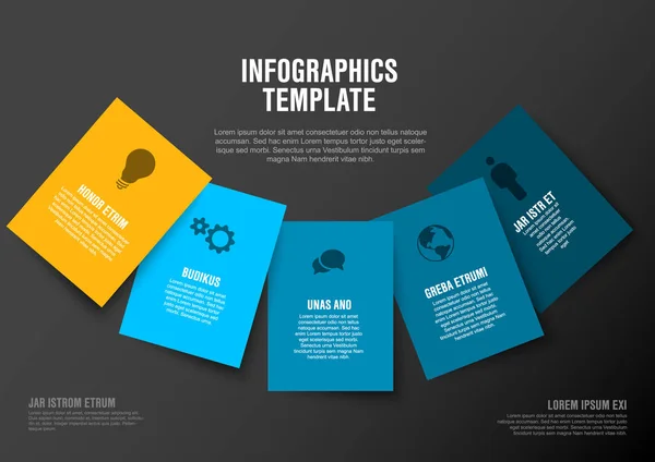 Modello Infografico Colorato Minimalista Vettoriale Con Cartoline Rettangolari Versione Giallo — Vettoriale Stock