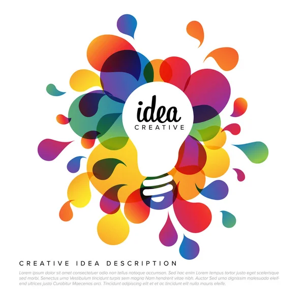 Creative Idea Concept Illustration Template Made Colorful Droplets Light Bulb — Stock Vector