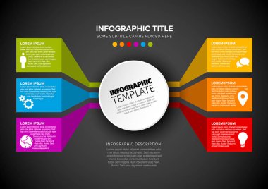 Daire ve içerik bloklardan yapılmış çok amaçlı Infographic şablon vektör