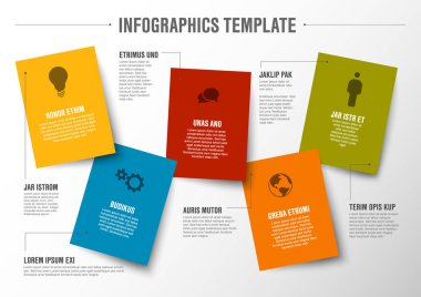 Vektör Minimalist renkli Infographic şablon dikdörtgen kartları ve açıklamalar - hafif sürüm