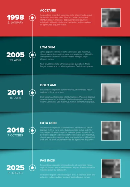 Vektor Infografik Unternehmen Meilensteine Timeline Vorlage Mit Foto Platzhalter Auf — Stockvektor