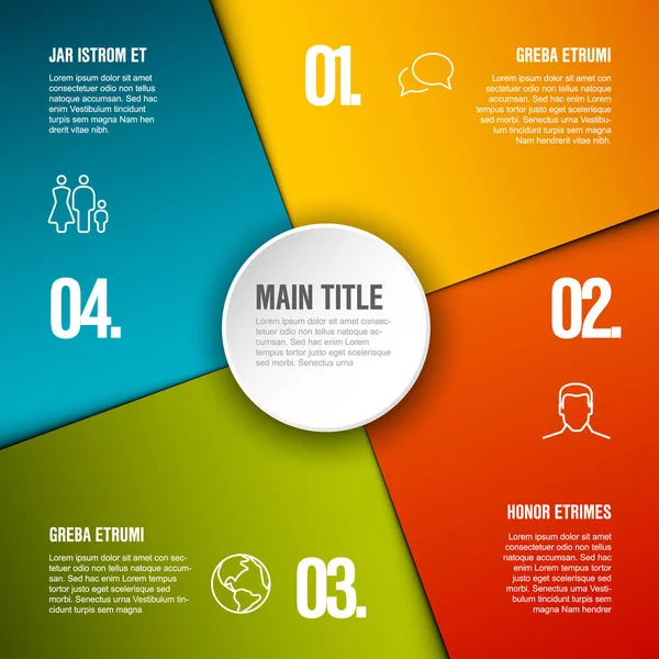 Abstract Schema Sjabloon Met Vier Afdelingen Stappen — Stockvector