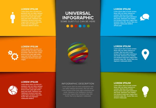 Wektor Uniwersalny Szablon Infografikę Wykonane Bloków Siedmiu Kolorów — Wektor stockowy